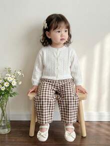 Girl's Spring/Summer White Mycelium Lace Trim Fresh And Sweet Style Knitted Thin Cardigan/Air Conditioning Shirt - White - View 1