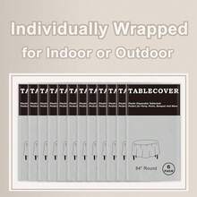D&Z Plastic Tablecloth Disposable, 12 Pack Silver Table Cloth Individually Wrapped For Indoor&Outdoor, On-The-Go 84" Table Cover For Round Table Ideal For Party, Birthday, Wedding And Dinner - 銀色 - 查看 5