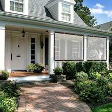 1个带金属孔眼的PE透明罩，可折叠，透明篷布侧板，防风雨篷布，适用于花园、露台、凉亭、入口、阳台，防雨防雪 - 白色 - 查看 9