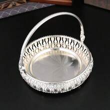 1pc Maple Leaf Shaped Fruit Basket, Countryside Style, Hollow Drainage Design, Lightweight Alloy Material, Suitable For Family Gatherings/Balcony Afternoon Tea - Silver - View 10