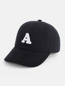 1顶幼儿字母图案棒球帽（A-Z），可调节魔术贴，防晒帽，适合1-5岁儿童，时尚黑色休闲日常帽 - 黑色 - 查看 3