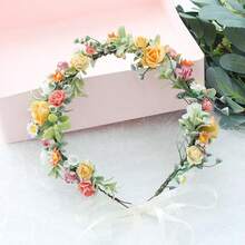 YAZILIND Boho Flower Crown For Women – Multicolor Floral Headband With Adjustable Ribbon For Weddings, Festivals, And Photoshoots,19-Colour - 19色 - 查看 3