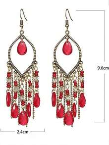 1 Đôi bông tai dài kiểu Bohemian cổ điển, đa năng, làm thủ công với hạt cườm hình giọt nước, kiểu dáng phóng khoáng, thích hợp cho du lịch, kỳ nghỉ, chụp ảnh, quà tặng ngày lễ. - tua - Xem 4