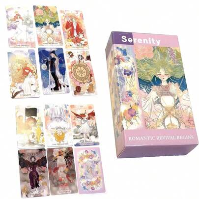 80张宁静塔罗牌，梦幻少女塔罗牌，尺寸10.3*6厘米，高级塔罗牌，优雅棋盘游戏卡牌，塔罗牌收藏