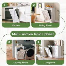 Tilt Out Trash Can Cabinet, Hidden Trash Bin With Deodorizing & Negative Ion System, Pet-Proof Kitchen Waste Cabinet For Kitchen, Dining Room, Living Room (White, 1 * 13 Gallons) - 白色 - 查看 4