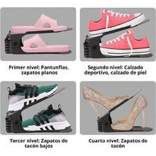 Zapatero Organizador de Zapatos para Armario (20 Unidades) Apilador de Zapatos que Ahorra Espacio, Ranuras para Zapatos, Organizador de Calzado con Doble Almacenamiento Ajustable,37343098 - Multicolor - Ver 6