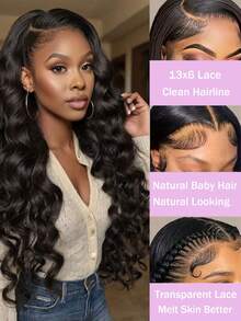 13x6 Lace Front Wig, 180% Density Human Hair, Transparent Lace Front Wig With Baby Hair, Suitable For Daily Wear, Natural Black - Natural Black - View 3