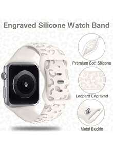 Huastonband 適用於 49mm、45mm、44mm、42mm、41mm、40mm、38mm、46mm，星光豹紋雕刻獵豹圖案防水運動矽膠腕帶，相容於 Series 11、10、9、8、7、6、5、4、3、2、1、SE，適合 ，女士黑色夏季海灘配件，父親節、教師節、度假季、畢業季禮物 - 星光色 - 查看 5