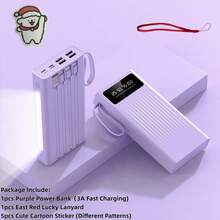 Pin dự phòng sạc nhanh di động dung lượng siêu lớn 10000/20000/30000mAh 5V2A, Bộ sạc phong cách tối giản cho doanh nhân, thiết kế cao cấp, tích hợp 4 dây cáp, đèn cắm trại siêu sáng 4 chế độ, vật dụng du lịch không thể thiếu, dành cho iPhone 6 7 8 X XR 11 12 13 14 15 16 Pro Max dành cho iPad, điện thoại Android, quà tặng cho gia đình, bạn bè, trẻ em, sinh nhật, giáng sinh, mùa đông, tối Thích hợp cho vui chơi ngoài trời, mua sắm, du lịch, nguồn điện di động Sạc siêu nhanh, màn hình hiển thị nguồn LED, bộ sạc di động cho thiết bị Android và iPhone có cổng USB và Type-C, pin lithium polymer an toàn và ổn định. Sạc siêu nhanh, màn hình hiển thị nguồn LED, bộ sạc di động cho thiết bị Android và iPhone có cổng USB và Type-C, pin lithium polymer an toàn và ổn định Thích hợp cho vui chơi ngoài trời, mua sắm, du lịch, nguồn điện di động cho Apple iPhone, iPad, điện thoại Android, quà tặng cho gia đình, bạn bè, sinh nhật, giáng sinh, mùa đông - Màu tím - Xem 2