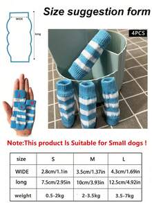 BVEOYPET 宠物护膝、条纹护膝、宠物腿部防抓防污带、贵宾犬和泰迪熊图案、护肘、狗狗护膝、狗狗袜子、狗狗用品