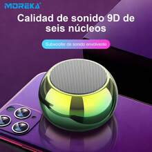 MOREKA mini altavoz Bluetooth portátil, mini amplificador, fluorescente degradado, carga USB, con cordón - verde menta - Ver 4