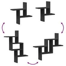 Larryhot Estantes de pared 2 uds madera ingeniería negro 38x12x38 cm, Fácil de montar, elegante y hermoso, y conveniente para almacenar artículos, es una opción ideal para el almacenamiento y la decoración del hogar. - Negro - Ver 6