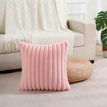 1pc Solid Color Velvet Pillow Cover (Pillow Insert Not Included), Modern Flannel Decorative Throw Pillow Case, Home Decor - Pink - View 8