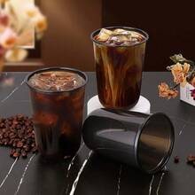 KesaPlan 100 Pcs Disposable Stemless Glasses 12oz Crystal Plastic Wine Glasses Clear Classic Cup For Meeting Weddings Birthdays Cocktail Christmas Party Supplies - 黑色-100個-16盎司 - 查看 2
