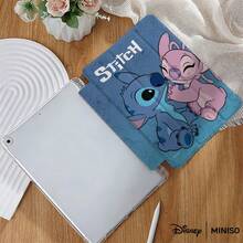 Miniso Disney Stitch & Angel Couple Tablet Case - Blue Gradient Pattern Shockproof Stand Cover Printed Protective Case Designed For IPad 7.9/8.3/9.7/10.2/10.5/10.9/11/12.9/13 Inch, For IPad Device Protective Case, Tablet Accessories, Suitable For IPad Mini 4/5/6/7, IPad 2017/ 2018/ 2019/2020/2021/2022/2023/2024, IPad Air1/2/3/4/5/6/7,IPad Pro 2018/2020/2021/2022/2024 , Automatic Wake-Up/Sleep, Foldable, Stocking Stuffers,The Girlfriend,The Chosen,Early Fall Fashion - 彩色 - 查看 3
