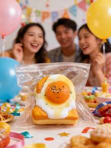 3-Layer Fried Egg Sauce Toast Squeeze Toy, Silicone, Super Soft Slow Rebound Stress Relief