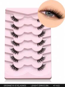 Lasvirey 7 Pairs Half-Eye False Eyelashes Cat Eye Natural Look Short Fox Eye Thin Transparent Dense Cross False Eyelashes For Daily And Party Wear - Black - View 13