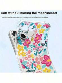 Funda Floral para Teléfono Móvil, Diseñada con Flores Vibrantes y Acentos de Hojas, Adecuada para los Modelos 14, 13, 12 y 11 Pro, Hecha de Material TPU y Ofrece Protección a Prueba de Golpes. Perfecto para familiares, amigos, niños, cumpleaños, primavera, días festivos, novios, novias y regalos del Día de San Valentín. - transparente - Ver 5
