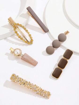 6 st. hårspännen i moderiktig INS-stil, lämpliga för vardagsbruk