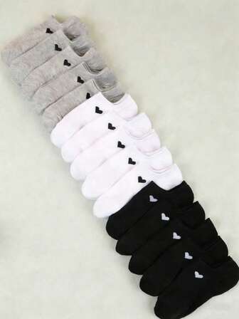 3/9/15 Pairs, Multi-Color, Unisex. Daily Wear, Fashionable And Versatile Socks. Heart-Patterned Breathable Boat Socks. Simple And Casual Low-Cut Socks. Moisture-Wicking And Sweat-Absorbing, Simple Style. Suitable For All Seasons And Various Festivals.