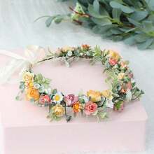 YAZILIND Boho Flower Crown For Women – Multicolor Floral Headband With Adjustable Ribbon For Weddings, Festivals, And Photoshoots,19-Colour - 19色 - 查看 5