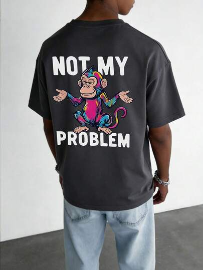 1pc Casual Printed Short Sleeve T-Shirt For Tween Boys, Summer Top For Young Students