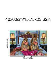 1幅披萨之夜艺术版画，超现实负鼠在床上吃披萨，松鼠在床上吃甜甜圈艺术版画，复古古怪动物墙饰，节日礼物，卧室装饰，客厅装饰，办公室装饰，厨房装饰，墙面艺术，墙面装饰，家居装饰，房间装饰，帆布墙画，海报，带框墙画，可选画框 - 彩色 - 查看 12