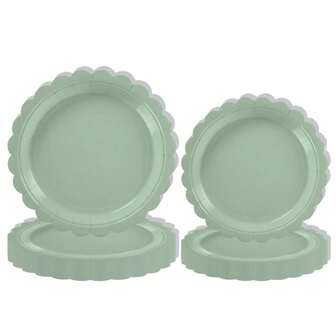 10 st gröna festtallrikar med vågmönster och råttsvans, papperstallrikar för middag och dessert, inkluderar 7/9 tums festtallrikar, lämpliga för alla hjärtans dag, familjesammankomster, St. Patrick's Day, födelsedagsfester