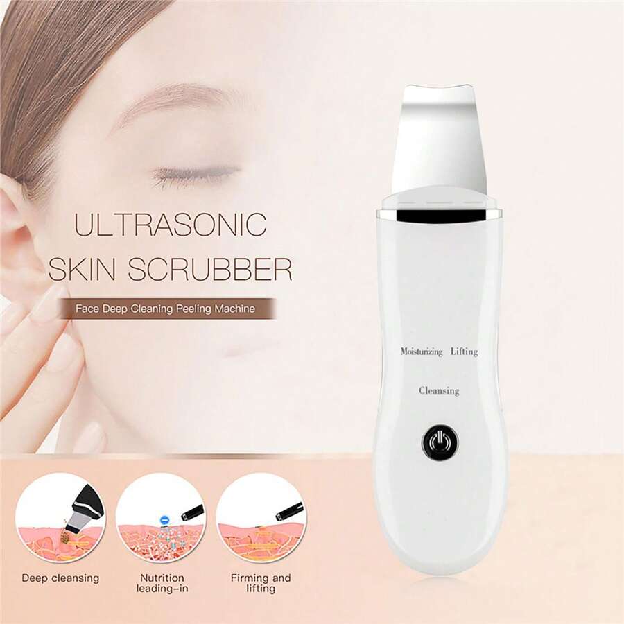 Face Scrubber & Pore Cleaner Tool, Rechargeable Waterproof Blackhead Remover With 3 Modes For Deep Cleansing & Exfoliating, Silicone Skin Spatula For All Skin Types, White - Perfect Daily Essential & Holiday Gift For Women - 白色 - 查看 1
