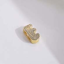 1颗18K镀金A-Z锆石字母吊坠珠，女士DIY定制名字手链时尚首饰礼品 - 金色 - 查看 38