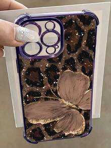 2026hot,1pc Creative Brown Leopard Pattern Butterfly Compatible With Apple Phone17/16/15/14/13/12/11/ProMax/Pro/Plus/Xs Max/XS/X,Four Corner Anti Fall Transpart Soft Shell Anti-Slip, Anti-Drop, Camera Ls Protection, Silicone Anti Wear Phone Case.Holiday Phone Accessories.Anime Mobile Phone Case 16 Case Rilakkuma - 深紫色 - 查看 4