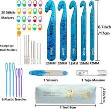 43 Pcs Large Crochet Hooks Set,12mm 15mm 18mm 20mm 25mm Large Crochet Hooks For Chunky Yarn,Plastic Crystal Smooth Big Crochet Needles For Handmade DIY Crochet With Storage Bag - ColorA - 查看 2