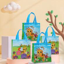5/10/18/25pcs Christmas Hardworking Bee Printed Party Gift Bags, Suitable For Gift Wrapping And Party Supplies, Small Gift Bags, Bee Non-Woven Fabric Gift Bags, Wholesale Gift Bags, Large Gift Bags, Customized Gift Bags, Holiday Gifts, Festival Packaging, Classic Holiday, Decorative Bags, Sturdy Handles, High Quality Gift Bags, Holiday Gift Bags, Christmas Gift Bags, Small Gift Bags, Christmas Bags, Birthday Bags - Multicolor - View 2