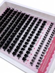 3-In-1 Pointed Tip + 160D + Lower Lash Cluster, 6-18mm Long Pointed Tip Lower Lashes, D/DD, 178pcs Lash Cluster, Thick Individual Lashes, DIY Pointed Tip Lash Extension, Cartoon Lash Extension, Mink Lash Strip, Thick Lashes - DD - 查看 8