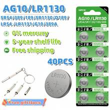 AG10 LR54 1.55V SR54 389 189 LR1130 SR1130 碱性纽扣电池，适用于手表、玩具、遥控器等。