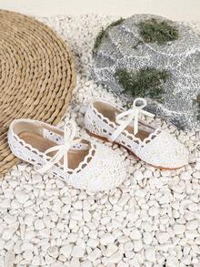 1 Pair New Summer Breathable Flat Cloth Shoes For Little Girls, Infant Toddler Shoes, Fashion Outdoor Flat Shoes For Baby Girls - White - View 5