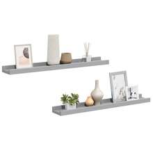 Larryhot Mensole Loggia per Foto 2 pz Grigie 60x9x3 cm in MDF, Facile da assemblare, dall'estetica elegante e raffinata, pratica per riporre gli oggetti, la scelta ideale per l'organizzazione e la decorazione domestica - Grigio - Visualizzare 2