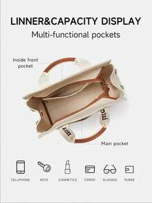 Túi xách Kate Spade Plenty thời trang, chất liệu vải canvas và da, kiểu dáng đeo chéo, dành cho nữ, túi đeo vai nhỏ, túi xách tay. - Màu be - Xem 3