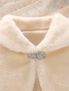 Chaqueta de chal de manga larga y esponjosa para niñas, adecuada para vestidos, vestidos de princesa, fiestas, actuaciones, desfiles, fiestas de cumpleaños, conciertos - Champán - Ver 3