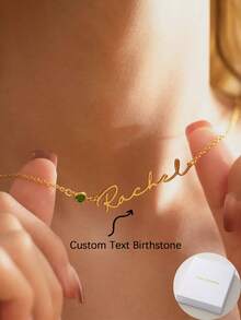 A Personalised English Name Necklace, Featuring Your Name And Birthstone, Birthstone Necklace, Exclusive Gift For Women, Mother's Day Gift, Anniversary Gift, Christmas Gift, Birthday Gift