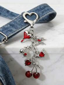 1个精美樱桃心形蝴蝶珐琅钥匙扣 Y2k新哥特植物爱情钥匙圈 女士女孩精美礼物 手工饰品 - 鑰匙鏈 - 查看 7