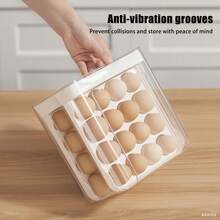 ZBEZBE Large-Capacity Egg Storage Rack For Refrigerator - Holds 32 Eggs, Transparent Plastic Drawer Organizer With Multiple Compartments, Space-Saving Design, Easy Access & Freshness Retention, Refrigerator Egg Rack, Kitchen Organization, Compact Design, Durable Plastic, Must-Have Kitchen Item, Stylish Organizer, Sturdy Structure, Kitchen Organizer - Elegant White Egg Carton [Upgraded With Larger Egg Tray] - View 3