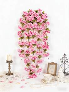 1/5件装人造樱花藤蔓家居装饰，DIY花环材料，情人节装饰，生日派对装饰，婚礼场地装饰，户外花园装饰，新年装饰 - 珊瑚粉 - 查看 9