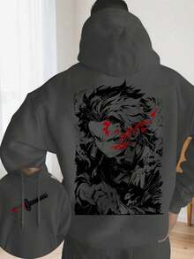 Men's Anime Hoodie For Anime Fans - Stylish And Unique Design, Cool Graphic Print, Fashionable Street Style Sweatshirt, Perfect For Anime Lovers, Casual Wear, Hip-Hop Look, Urban Wear, Must-Have For Anime Fans, Must-Have For Geeks, Bold Artwork, Fashion-Forward, Modern Hoodie - 深灰色 - 查看 6
