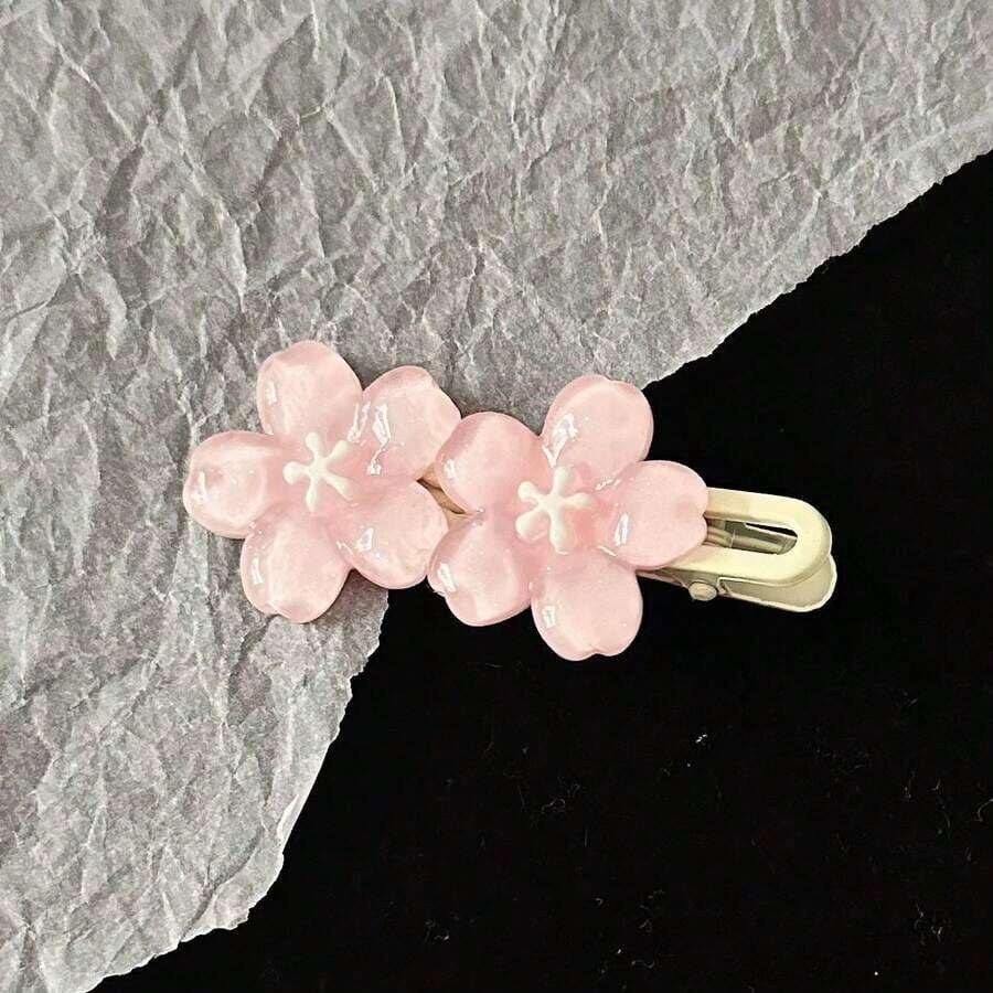 Romantic Pink Cherry Blossom Hair Clip High-Value Sweet High-End Girl Bangs Side Hairpin Accessories Wholesale - 櫻花波浪髮夾 - 查看 1
