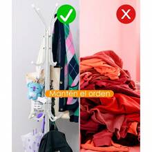 XGTArcy Percero Para Ropa Mlico 12 Gancos ura 1.70 Ms Rack Multifuncional Organizador de Closet Bs Gorras Percero de Pie para Almacenamiento Casa Oficina PERCERO12G (Blanco) - Blanco12G - Ver 6