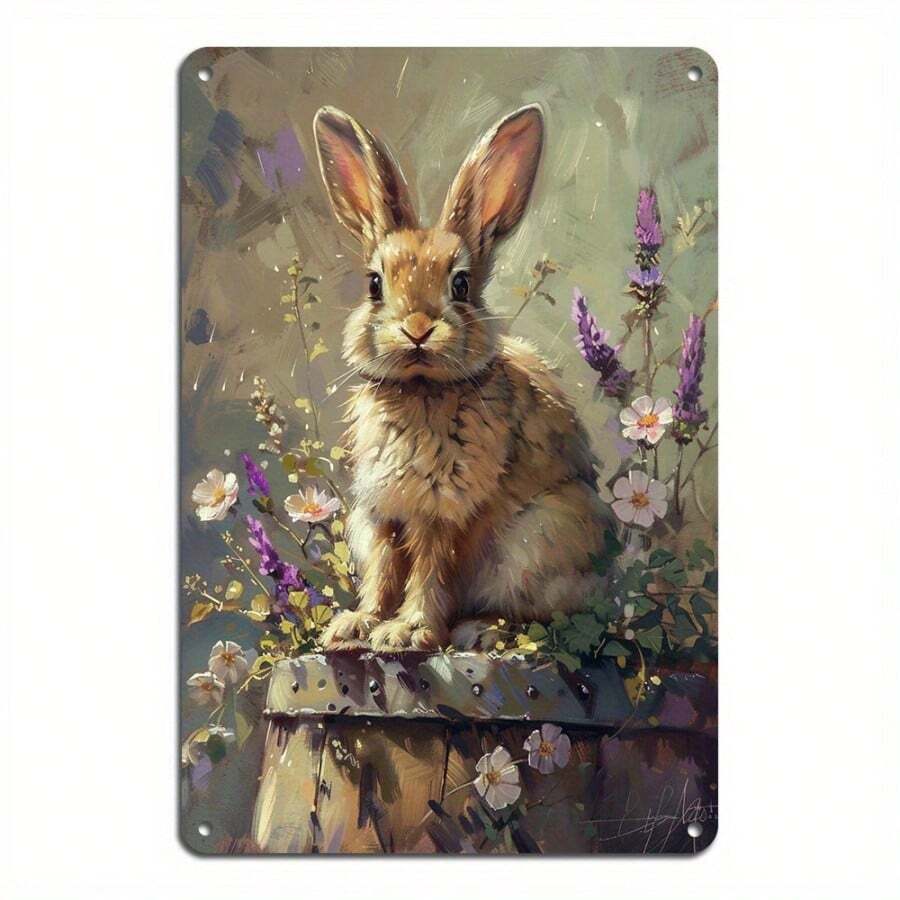 Item Picture Quirky Vintage Metal Tin Brand Rabbit     Tin Brand Indoo - Rỉ Nâu - Xem 1