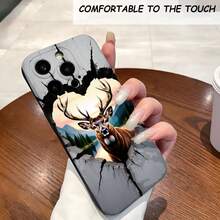1PC Phone Case ,  Deer Mountain Sunset Sky Cracks , Stylish Phone Case, Phone Decoration, All-around Lens Protection, Creative Small Gift, Funny Gift for Boys and Girls - Negro - Ver 2