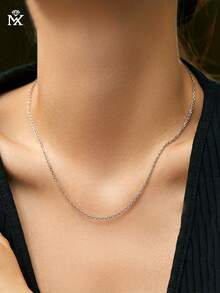 SYMFNY 1pc 925 Sterling Silver Minimalist Fashion Unisex Chain Necklace, Suitable For Women's Daily Wear