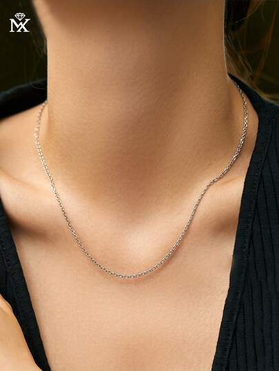 SYMFNY 1pc 925 Sterling Silver Minimalist Fashion Unisex Chain Necklace, Suitable For Women's Daily Wear